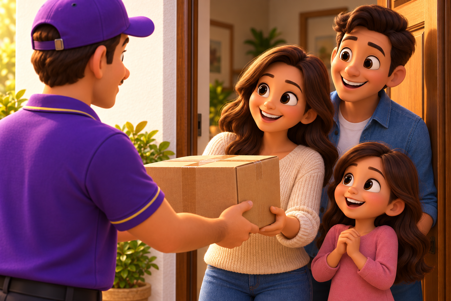 Entrega de alimentos para uma família