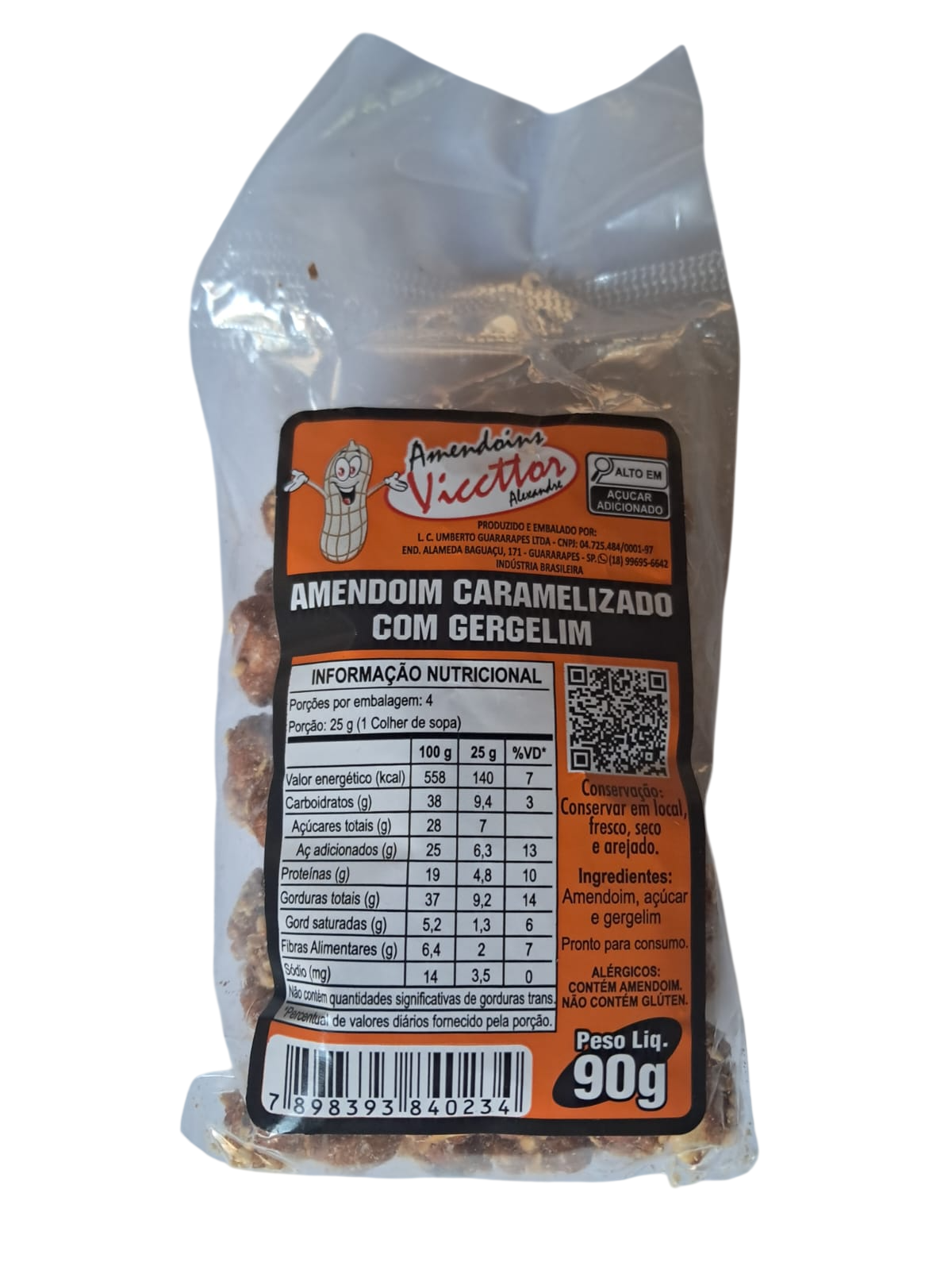 Amendoim Caramelizado Com Gergelim
